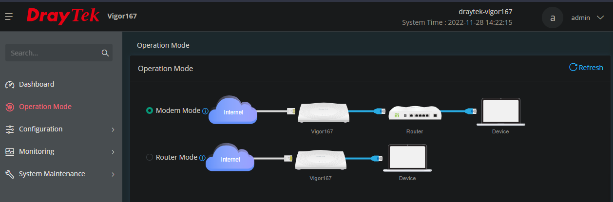 Set Draytek Modem to bridge mode